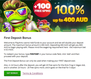 PlayAmo Welcome bonus