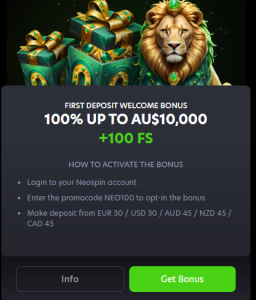 Neospin Welcome Bonus
