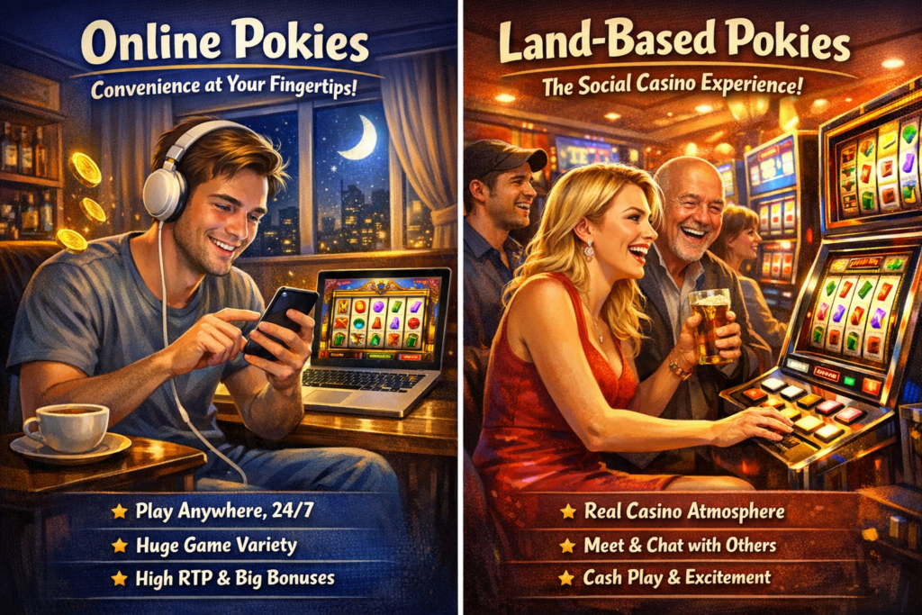 Online Pokies vs Land Based Pokies